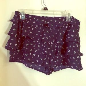 Blue and white ruffle shorts